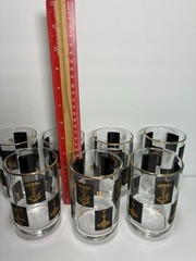 MCM Medical Pharmacy Libbey Glasses Black & 22 KT Gold 7 Tall 7 Medium 4 Short