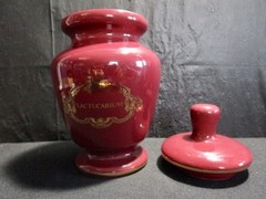 Lactucarium Jar Monastery Decorative Porcelain Burgundy Gold Accents Unique