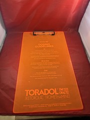 Vintage 1990s TORADOL Clipboard Medical Promo Painkiller Neon Orange