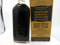 BW – 1930s Creomulsion Coughs Bronchial Atlanta Ga 7 3/4 “ Medicine bottle Box