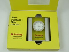 Rare Aranesp Desk Clock Drug Rep Pharmaceutical Promo In Original Box w/ Inserts