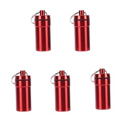 1-5pcs Mini Keychain Tablets Case Water Proof Outdoor Tablets Container Red