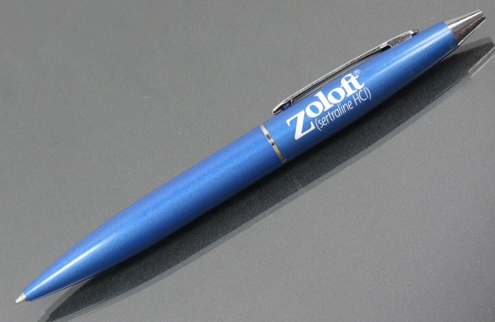 Metallic Blue Zoloft Metal Stylus PEN Drug Rep Pharmaceutical Promo Advertising