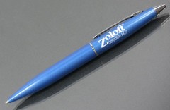 Metallic Blue Zoloft Metal Stylus PEN Drug Rep Pharmaceutical Promo Advertising