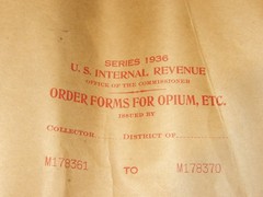 VINTAGE 1936 IRS ORDER FORMS FOR OPIUM, COCA LEAVES! USED! 10 PAGE BOOKLET!