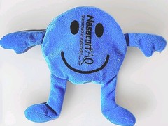 Rare 3 BLUE BEAN BAGS Pharmaceutical Advertising for „NASACORT NASAL SPRAY“
