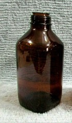 Old 1950’s Squarish Brown Glass Pharmaceutical Bottle Pharmacy Chemical Medical