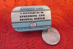 Ephedrine & Seconal Sodium Professional sample Vintage tin Lilly & Co. USA