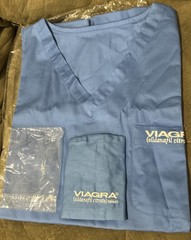 Viagra Pharmaceutical Drug Rep Scrub Shirt And Surgeon Hat/cap 100% Cotton New