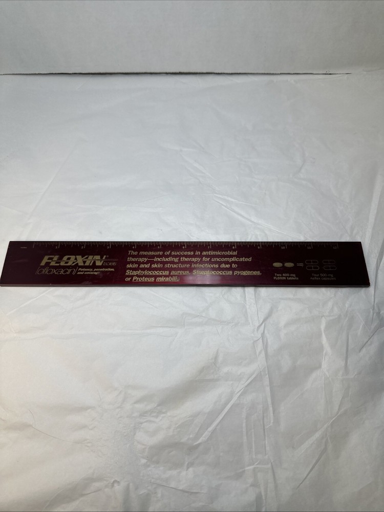 Vintage 1992 FLOXIN LOFLOXACIN Pharmaceutical Drug Rep RULER