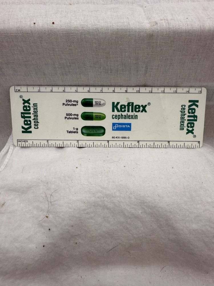 1983-84 Keflex Cephalexin medicine advertising 6″ plastic ruler