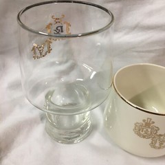 DOCTOR PHARMACIST Apothecary CADUCEUS RX GOLD RIM Coffee Cup and Glass Set