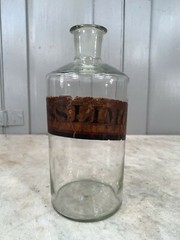 Antique scientific pharmacists jar with original label but no stopper