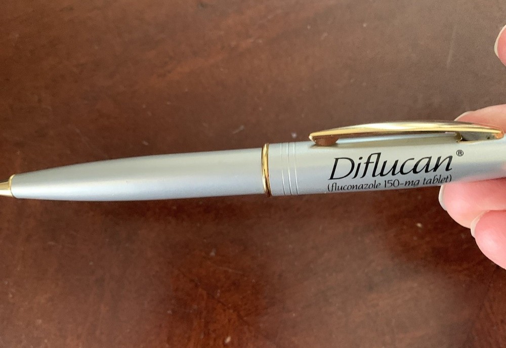 Diflucan Drug Rep Pharmaceutical Promo Metal Pen Heavy Silver Design Works