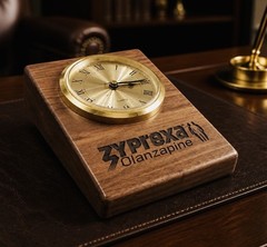 RARE (ZYPREXA) Wood Desk Clock – Drug Rep Pharma Antipsychotic Promo Item