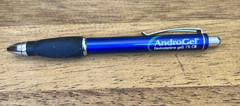 AndroGel Heavy Metal Blue Click Style „Gel“ Ink Pen Doctor Office Giveaway RARE