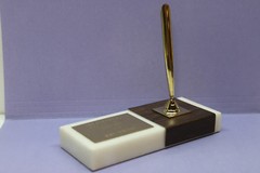 1969 Depo-Medrol Drug Marble Pen Stand & Holder w/ Plaque – 300 Vial Club Award