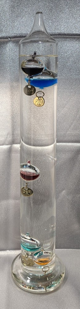 Galileo Thermometer 15” Tall Glass Tube with Floating Spheres