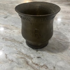 Vintage Mortar Cosmas & Damian NO Pestle Brass Apothecary Secundum Artem