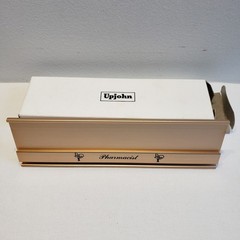 Upjohn Desk Name Plate Holder Gold Pharmacist Medical Vintage