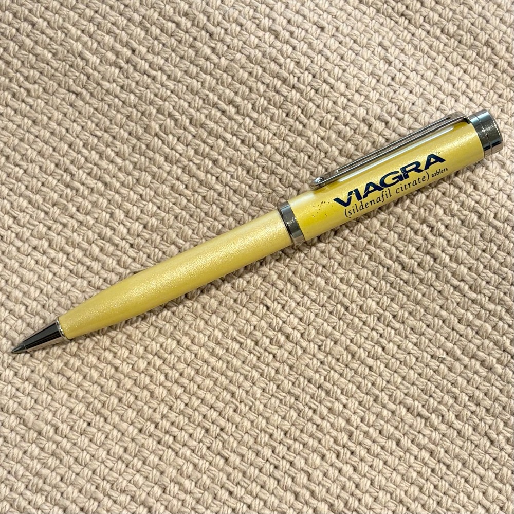 Vintage Viagra Yellow Pharmaceutical Drug Rep Promotional Ad Ink Pen