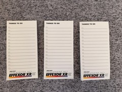 Effexor XR Pharmaceutical Lot of 3 To Do List Notepads Advertising Drug Rep