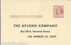 1950s The Upjohn Company Drug Order Vintage Unused Postcard 2 Cent Franklin