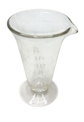 Vintage Glass Apothecary Measuring Cup Footed Pour Spout 4” Unmarked