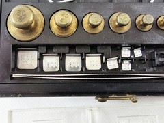 Bristol Myers Set of Pharmacutical Brass Weights in Original Box Vtg READ