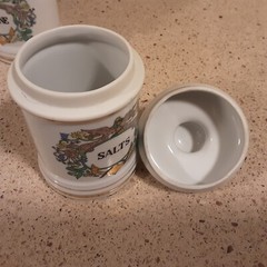 Set of 3 Vintage Ceramic Apothecary Pharmacy Jars with Lids
