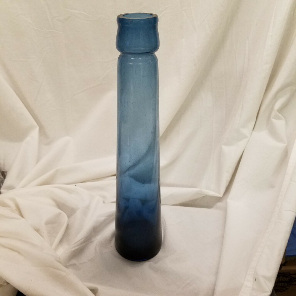 14″ Tall Cobalt Blue Apothecary Medicine Bottle Liquor Vase bubbled glass