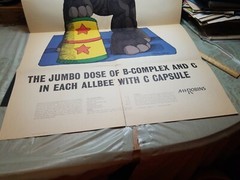 1966 peanuts Jumbo Elephant Poster Allbee Vitamin DR Doctor Office RX A H ROBINS