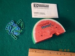 Watermelon 5X3X1″ Magnetic Paper Clip Holder & Clips Evoxac Pharma Drug Rep NIB