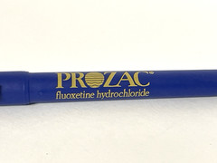 Pharmaceutical Drug Ink Rep Vintage Pen Prozac Collectible Yellow & Blue