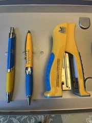 Pharmaceutical Promotional Metal Pens 2 and Stapler 1 Used Good Condition