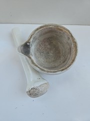 COORS Vintage Mortar & Pestle Porcelain Set Spout Science Lab Made In the U.S.A.