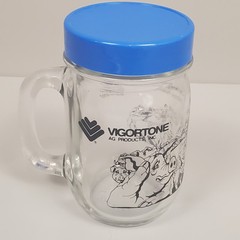 Vtg Pfizer Mason Jar Glass Pharma Vet Drug Rep Vigortone Advert Cup Mug Sow RARE