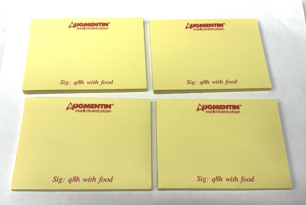 Lot Of 4 Augmentin Post It Note Pads Drug Rep Pharmaceutical Promo Advertising