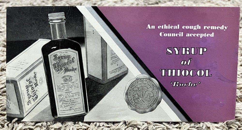 1920s-1930s ROCHE SYRUP OF THIOCOL ADVERTISEMENT ETHICAL COUGH REMEDY