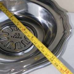 The Upjohn Company 35 Year Pewter Service Award Engraved Bowl 11”x3.5”