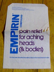 vintage 1970s pharmaceutical advertising bag SUDAFED EMPIRIN Burroughs Wellcome
