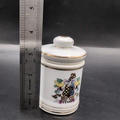 VTG Porcelain Apothecary Jar Vitamin Gold Trim DOM
