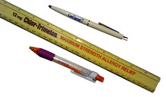 Lot of 3 – Vintage Drug Rep Promotional Ink Pens & CHLOR-TRIMETON Ruler