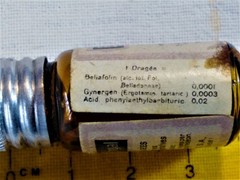 Vtg glass botlle SANDOZ – BELLERGAL barbiturate, LSD pharmacy Swiss