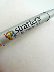 Strattera Atomoxetine HCl Pharma Metal Pen Tested & Working Silver Blue RARE