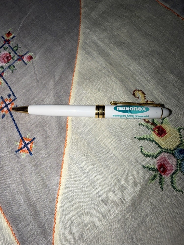 Pharmaceutical Drug Rep Nasonex White Gold Metal Writing Pen