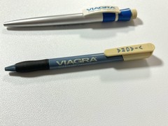 2 Vintage Viagra Pens Pfizer Drug Promotional Blue Gray Pharmaceutical