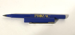 Pharmaceutical Drug Ink Rep Vintage Pen Prozac Collectible Yellow & Blue