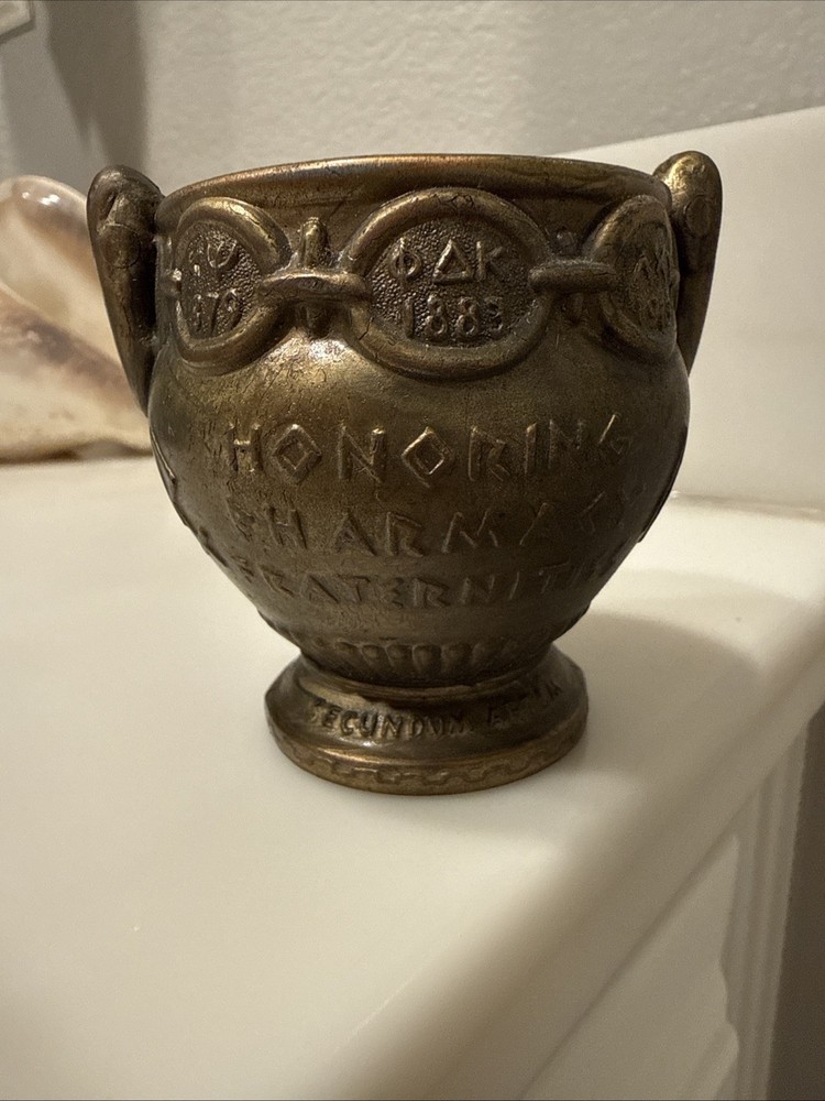 Vintage 1979 Shering RX Mortar & Pestle Honoring Pharmacy Fraternities