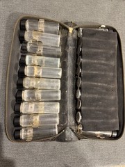 Vintage Doctor’s Medicine Kit Leather Travel Case 20 Vials Antique!